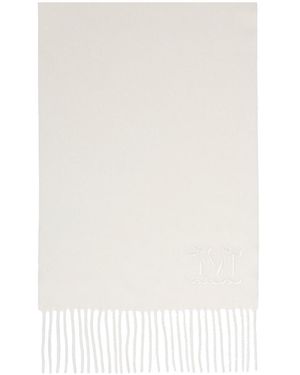 Max Mara Monogram-Embroidered Cashmere Stoles Accessories - White