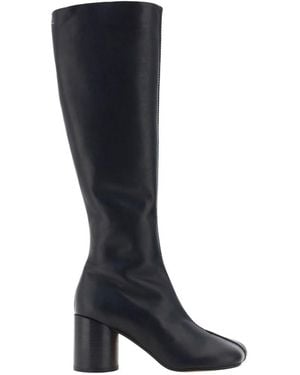 MM6 by Maison Martin Margiela High Leather Ankle Boots - Black