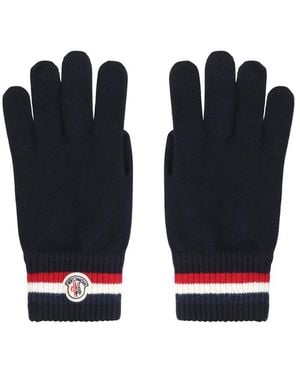 Moncler Tricolored Wool Gloves - Black
