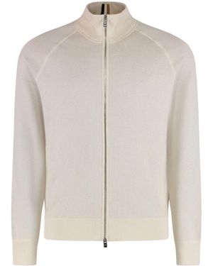 BOSS High Collar Zipped Cardigan - Natural