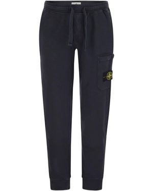 Stone Island Cotton Pants With Drawstring - Blue
