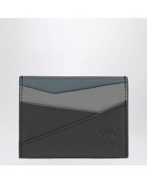 Loewe Puzzle Cardholder In Asphalt Gray/blue - Grey