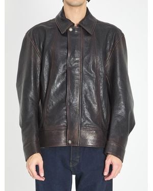 Golden Goose Nappa Leather Bomber Jacket - Grey