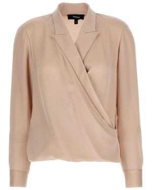 Theory 'Pk Label Wrap' Blouse - Natural