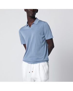 Drumohr Light Knit Polo - Blue