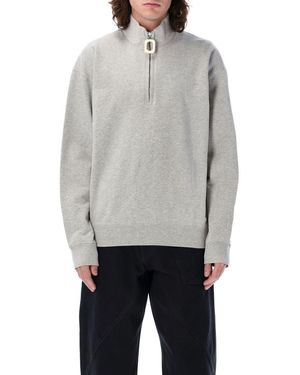 JW Anderson Half-Zip Sweatshirt With Signature Ring Puller - Grey
