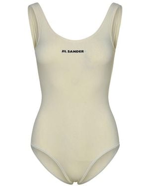 Jil Sander One Piece Swimsuit With Logo - White