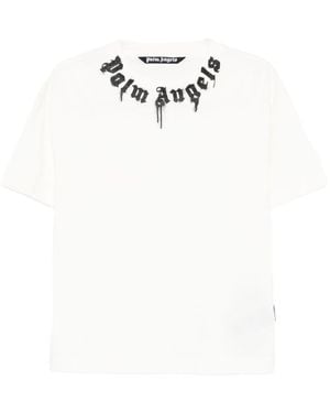 Palm Angels Logo Cotton T-Shirt - White