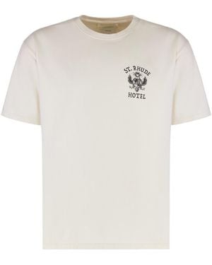 Rhude Logo Cotton T-shirt - White