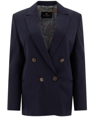 Etro Tailored Mini Jacket For Ss25 - Blue