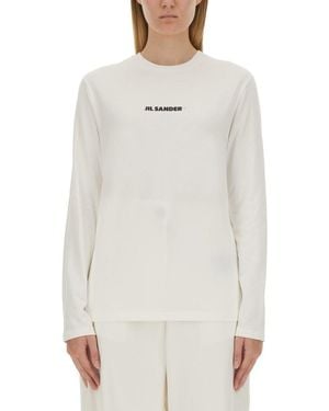Jil Sander Long-Sleeved T-Shirt With Logo - White