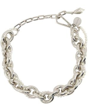 Simone Rocha Xl Pearl & Chain Necklace With Encased Pearl Flower - Metallic