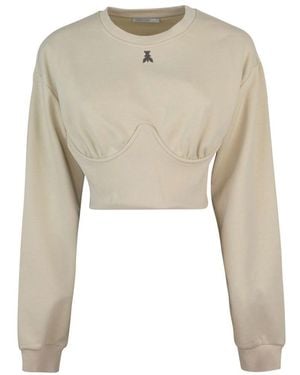 Patrizia Pepe Felpa Crop Con Logo Fly - Natural
