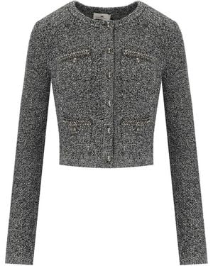 Elisabetta Franchi Salepepe Bouclé Cardigan - Grey