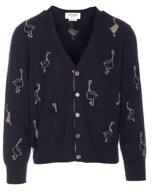 Thom Browne Geese Cardigan - Blue