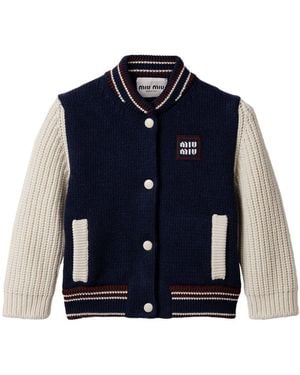 Miu Miu Ribbed-Knit Cardigan - Blue
