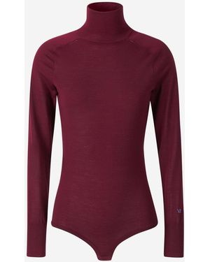 Victoria Beckham High Neck Wool Bodysuit - Purple