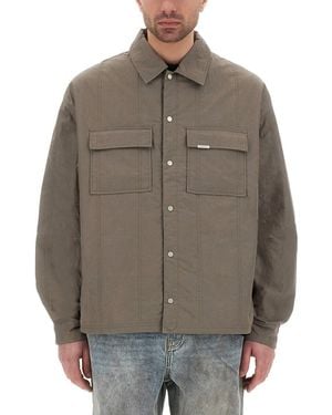 Represent Quilted Overshirt With Dual Chest Pockets - Gray