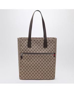 Gucci Large Gg Fabric Shopping Bag - Brown