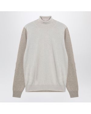 Maison Margiela Two-Tone Wool Turtleneck Sweater - White