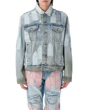 Who Decides War Patched Arch Denim Jacket - Blue