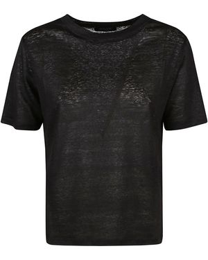 Aragona Linen Round Neck T-Shirt - Black