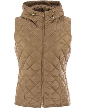 Fay Quilted Nylon Waistcoat - Brown