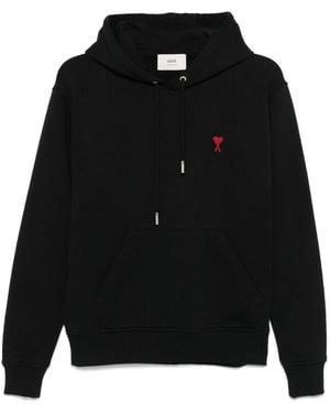 Ami Paris Ami De Coeur Cotton Hoodie - Black