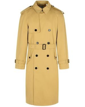 Burberry 'highbury' Beige Cotton Trench Coat - Yellow