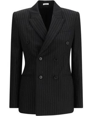 McQueen Pinstriped Double-Breasted Jacket - Black