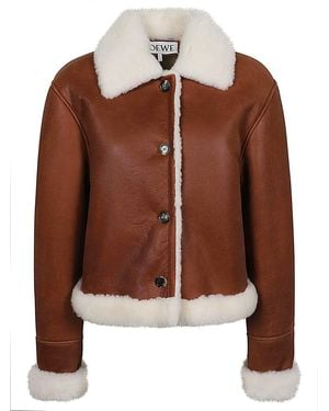 Loewe Shearling Leather Jacket - Brown