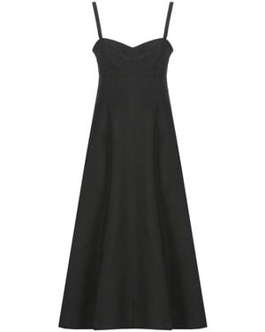 Jil Sander Heart Neckline Silk Blend Maxi Dress - Black