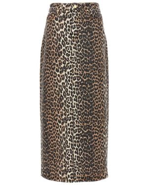 Ganni Denim Maxi Skirt - Brown