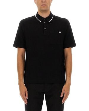 Dolce & Gabbana Cotton Pique Polo - Black