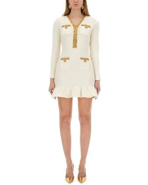 Self-Portrait Lurex Knit Mini Dress - Natural
