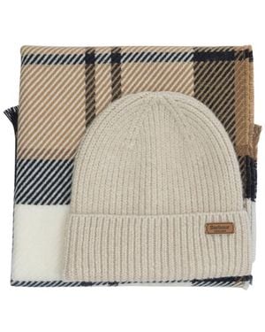 Barbour "Pendle" Beanie And "Blair" Scarf Set - Natural