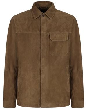Herno Leather Overshirt - Brown
