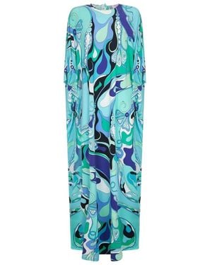 Emilio Pucci Orchid-Print Long Kaftan - Blue