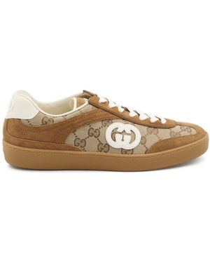 Gucci G74 Leather Trainers - Brown
