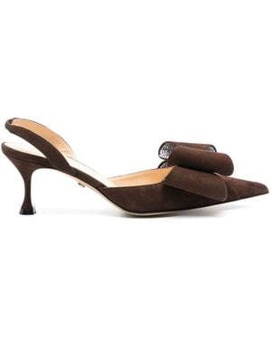 Mach & Mach Le Cadeau Kitten Heel Slingback Shoes - Brown