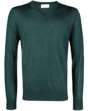 Ballantyne V Neck Slim Fit Pullover - Green