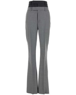 Sportmax Layered-Effect Flared Pants - Gray