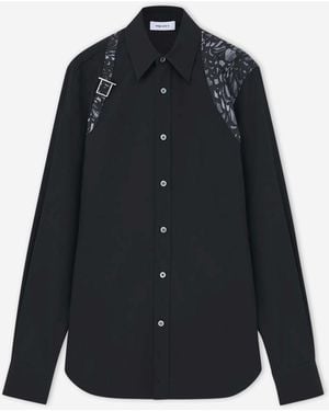 McQueen Harness Feather Shirt - Blue