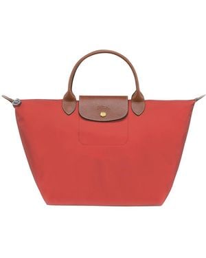 Longchamp 'Le Pilage Original' Medium Handbag With Embossed Logo On The Front - Red