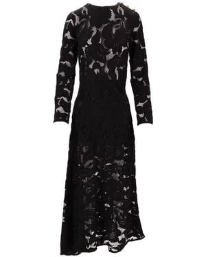 Patou Long Sleeves Lace Midi Dress - Black