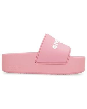 Givenchy Logoed Rubber Platform Slides - Pink
