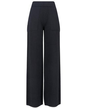 Uma Wang Wide-Leg Pants With High Ribbed Waistband - Blue