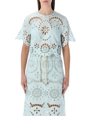 Zimmermann Awaken Light Broderie Anglaise Top - Blue