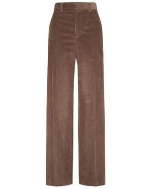 Brunello Cucinelli Wide-leg Cotton Trousers - Brown