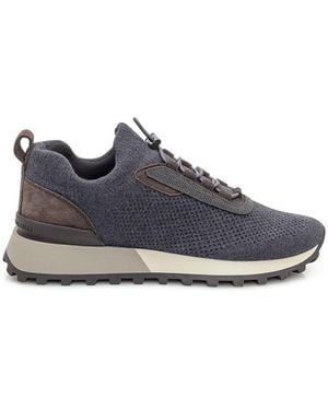 Brunello Cucinelli Grey Knit Sneaker - Blue